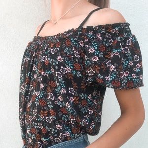 Floral off the shoulder shirt